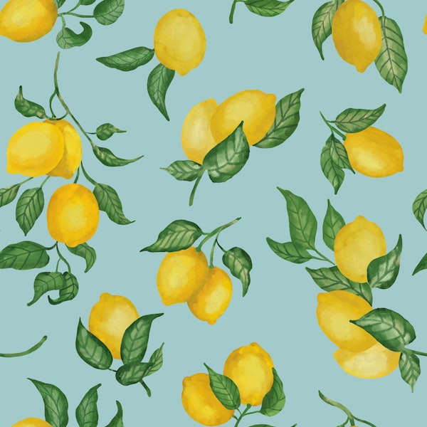 Lemons Gouache 3 Pastel Blue