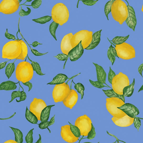Lemons Gouache 4 Dark Pastel Blue