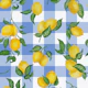 Lemons Gouache 5 Dark Pastel Blue gingham