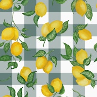 Lemons Gouache 9 Grey Metal Saurus gingham tapete