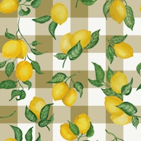 Lemons Gouache 11 Bronze gingham tapete