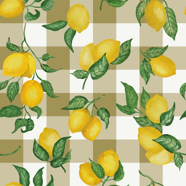 Lemons Gouache 11 Bronze gingham
