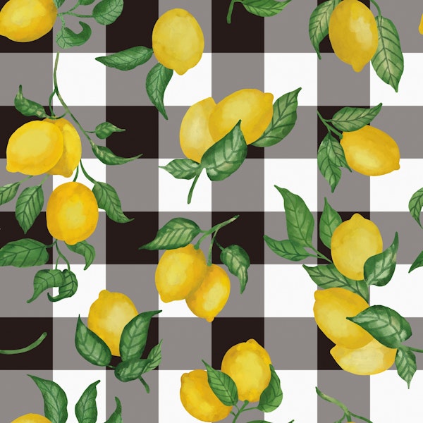 Lemons Gouache 18 Black Chocolate gingham