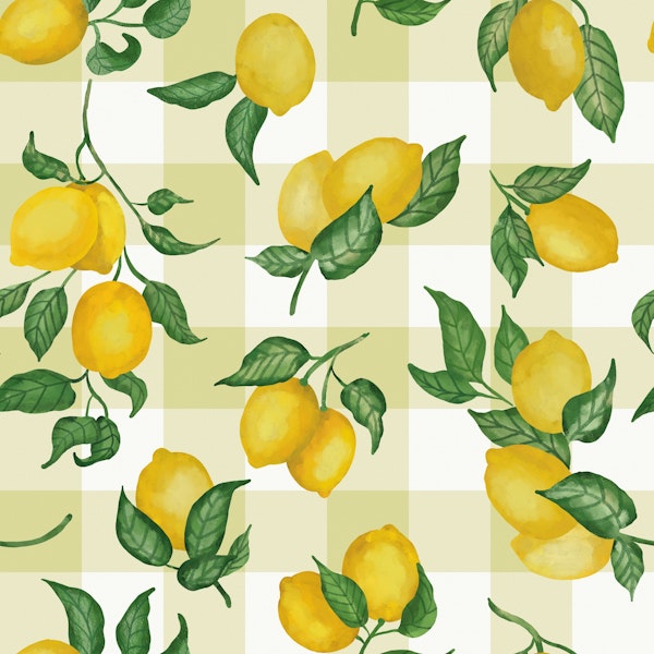 Lemons Gouache 20 Pale Goldenrod gingham
