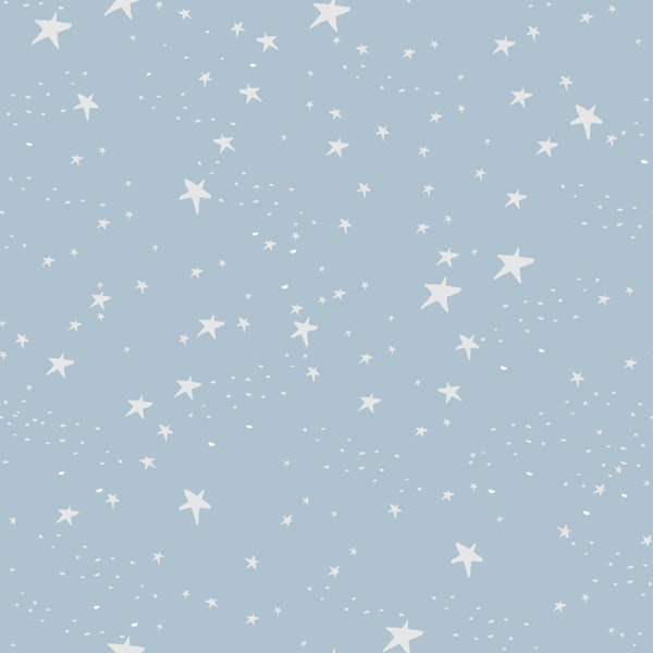 White doodle stars blue