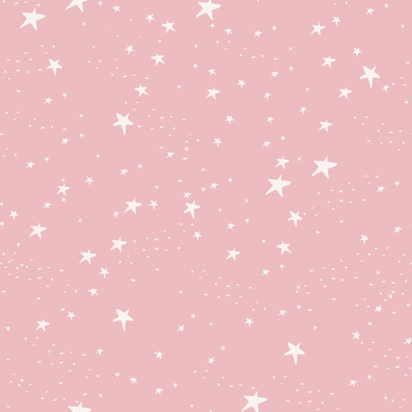 White doodle stars pink
