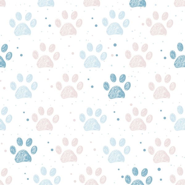 Pink blue paw prints