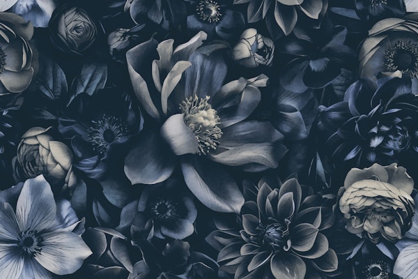 Dark Blossom Tapestry Midnight Blue