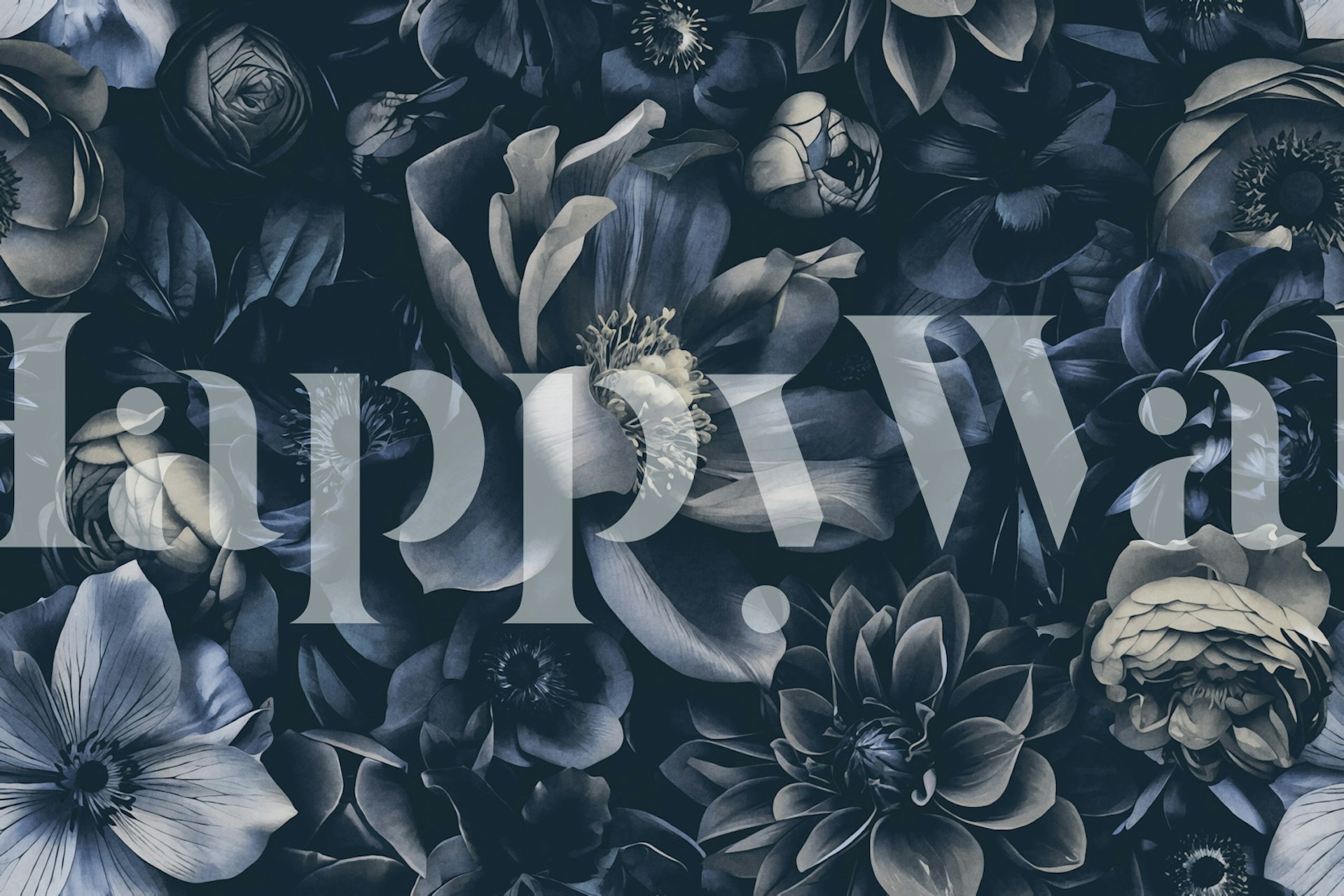 Dark Blossom Tapestry Midnight Blue behang