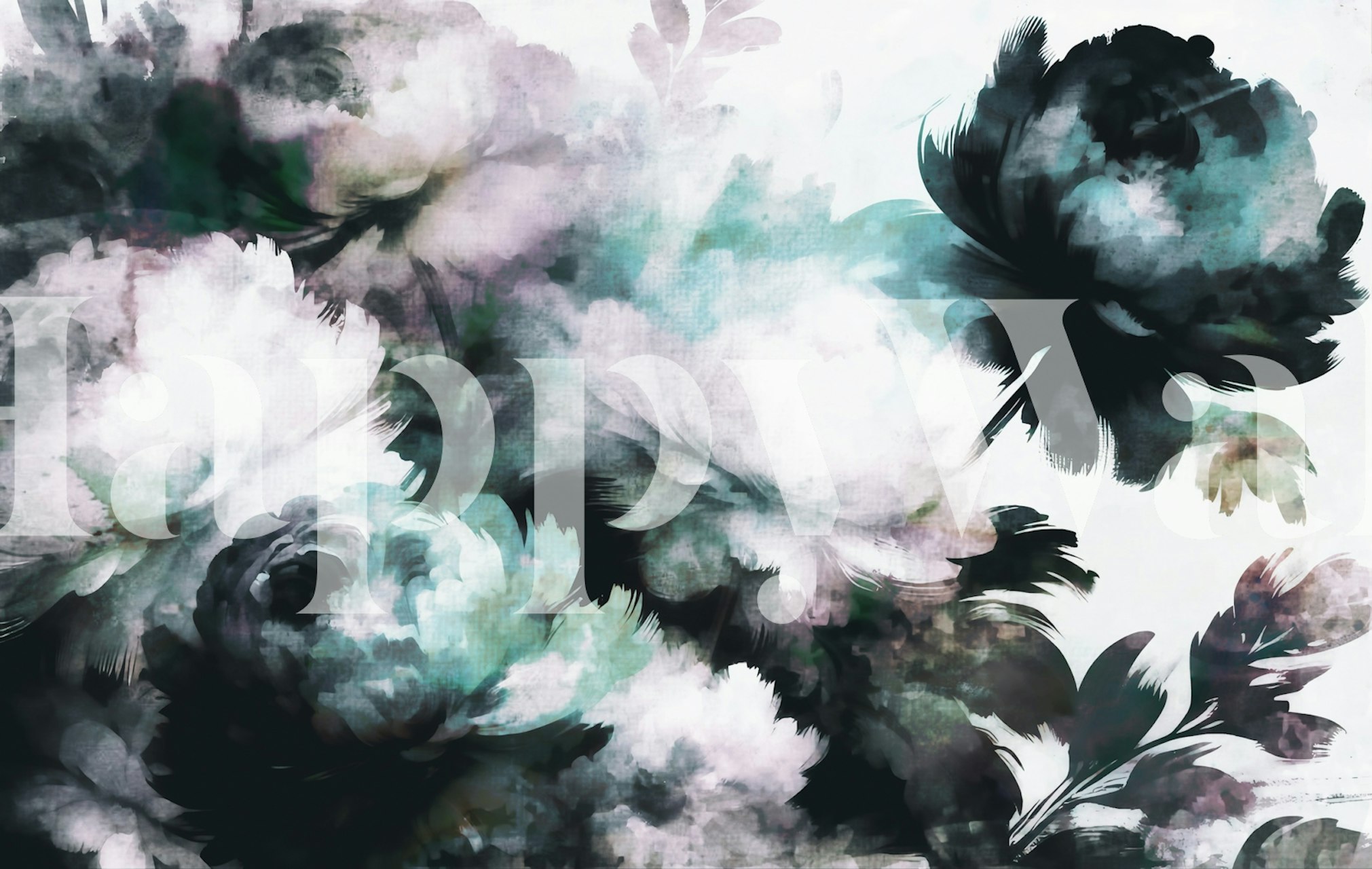 Monochrome Blossom Dreams wallpaper in a room