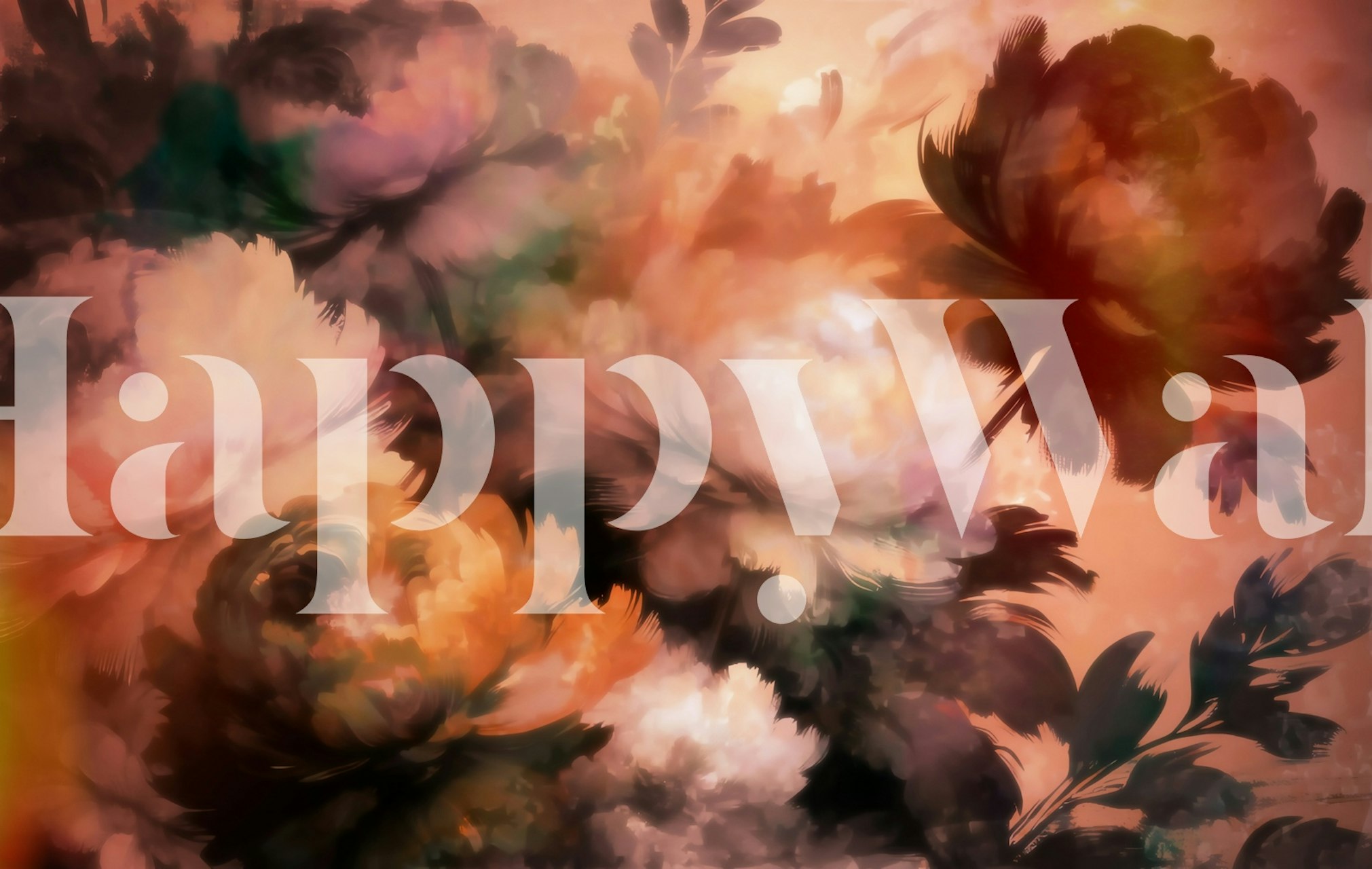 Abstract floral design with peach, cream, and orange tones wallpaper