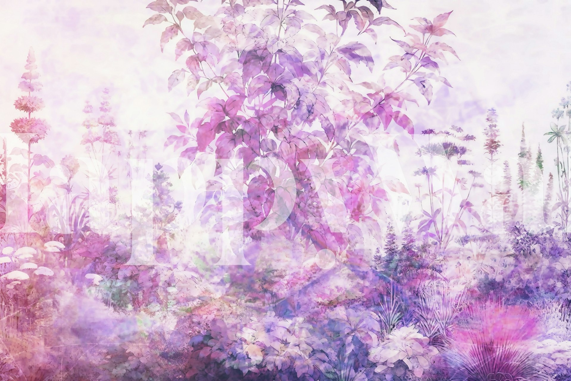 Purple floral pattern with soft hues and botanicals wallpaper