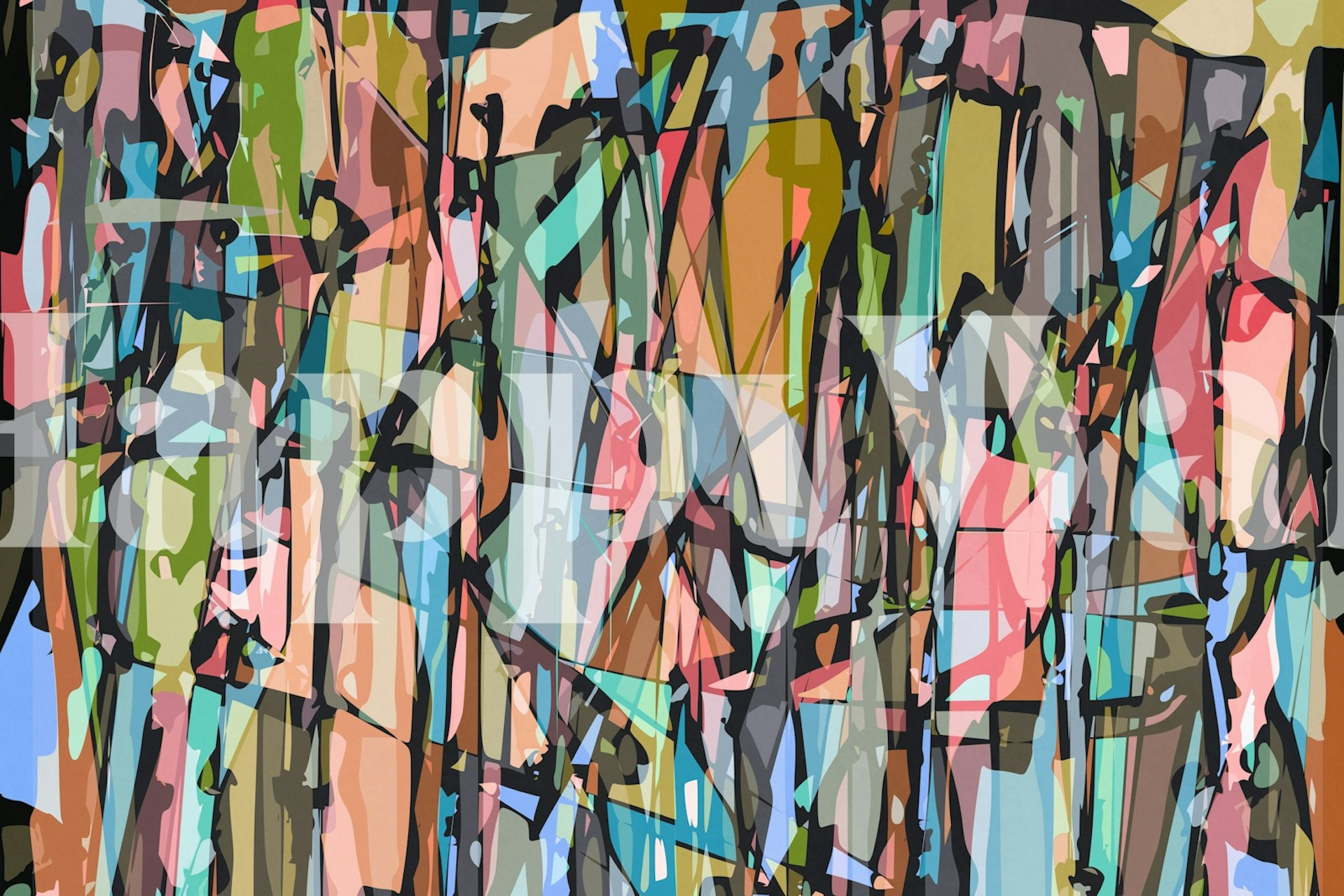 Colorful abstract mosaic pattern with bright hues wallpaper