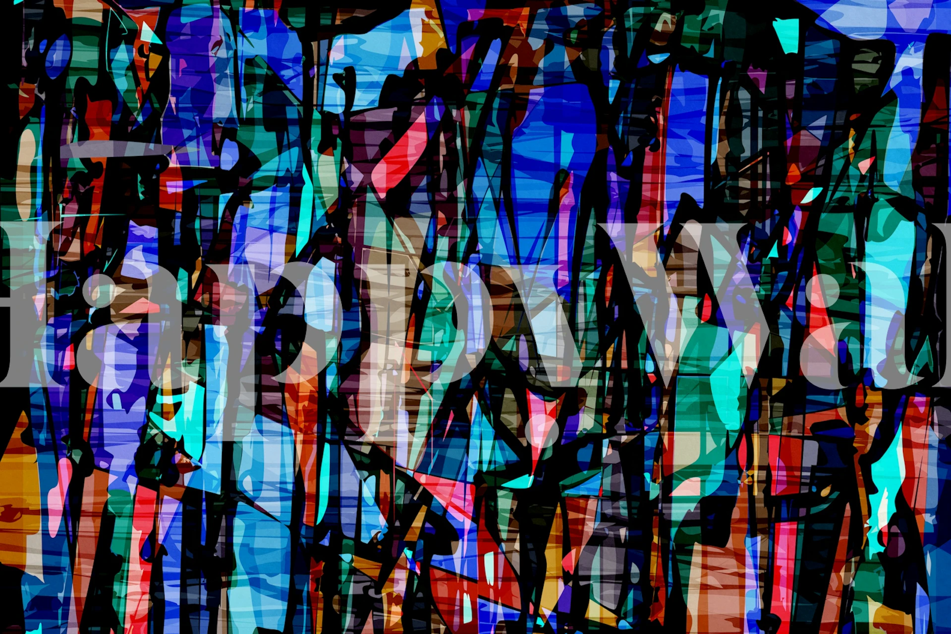 Vibrant Art Mosaic 2 wallpaper displayed in a room