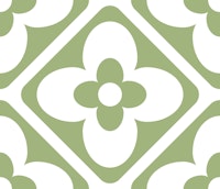 Sage Green Floral Motif Geo Tiles carta da parati