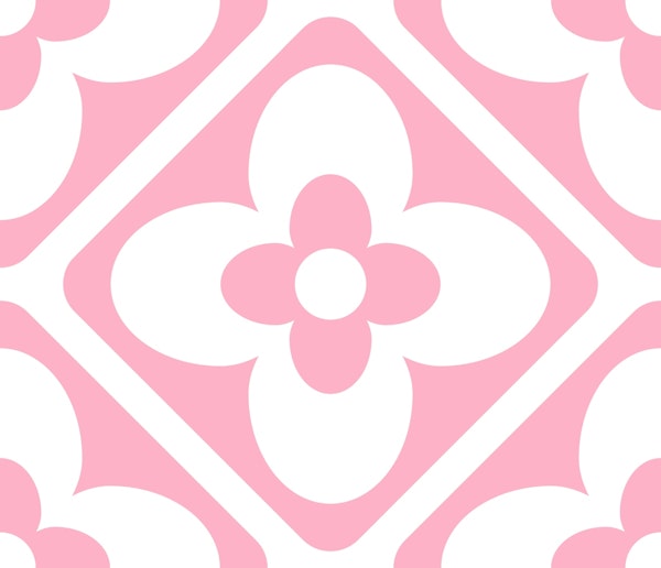 Pink Blossom Chic Floral Tiles Geo