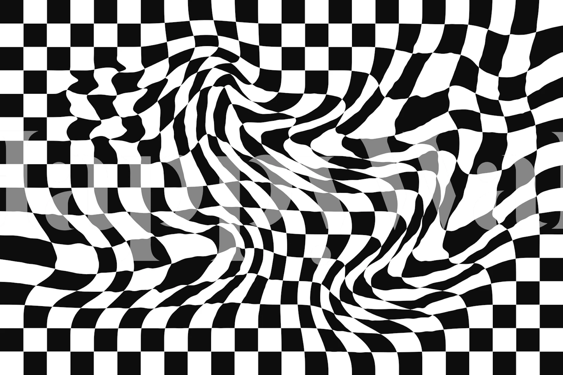 Abstract melted black and white checkerboard wallpaper