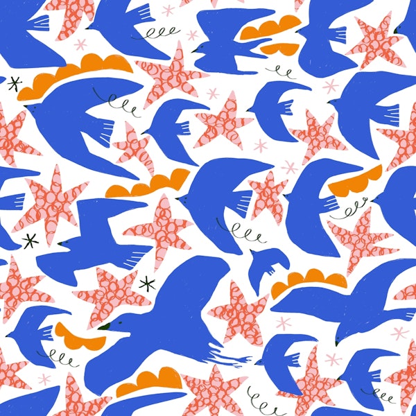 Summer birds cobalt blue