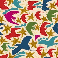 Tropical birds multi beige papiers peint