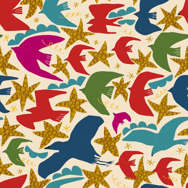 Tropical birds multi beige