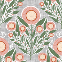 Botanical Sunburst Charm Pink behang