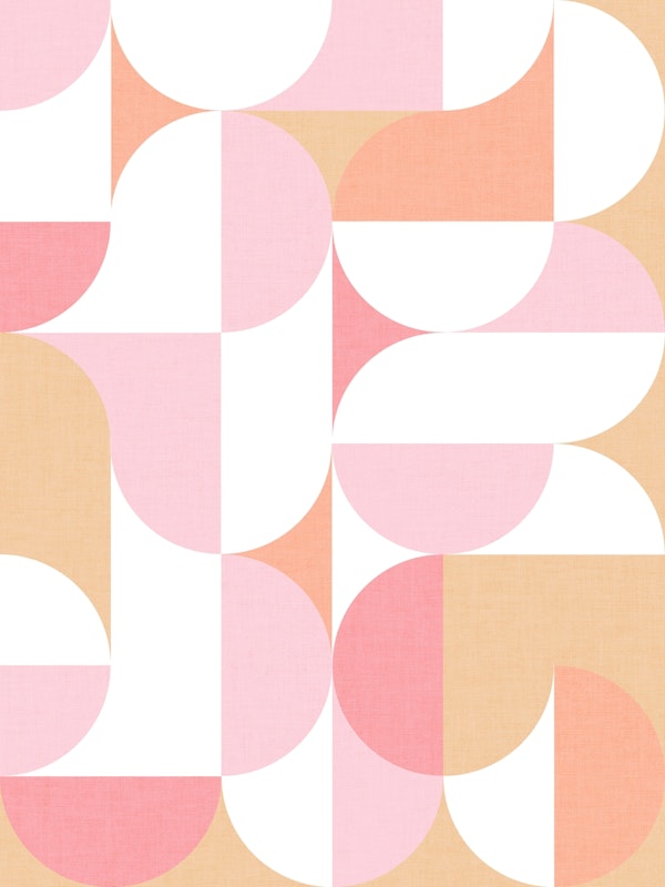Mid-Mod geometric shapes Tonal Peachy Pink
