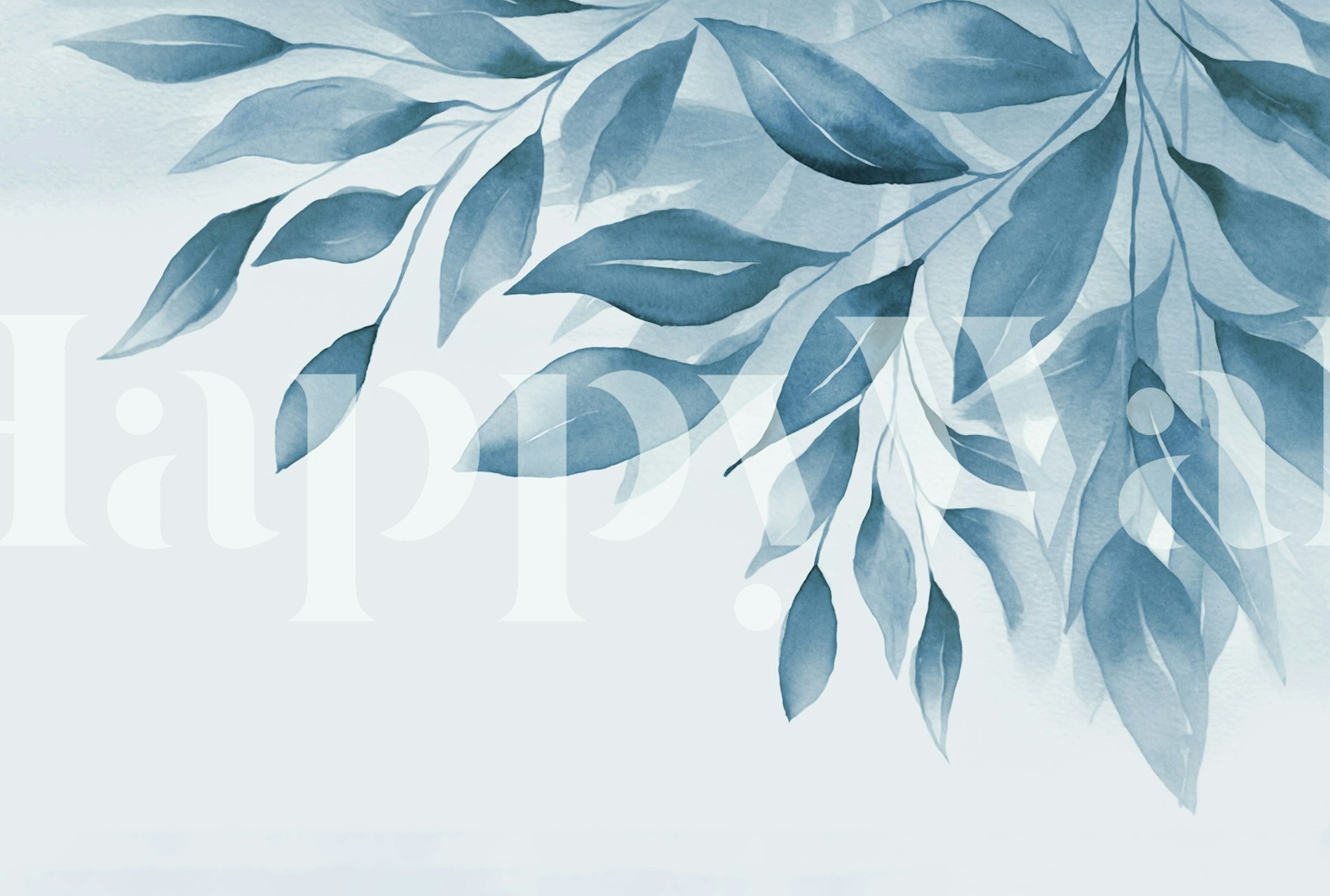 Tapeta Restful Blue Gentle Foliage v místnosti