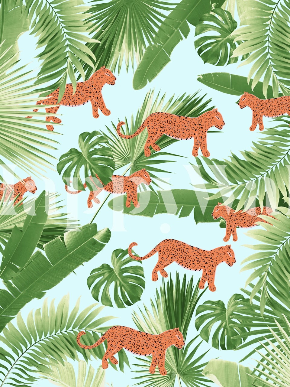 Leopard Jungle Dream Pattern wallpaper in a room