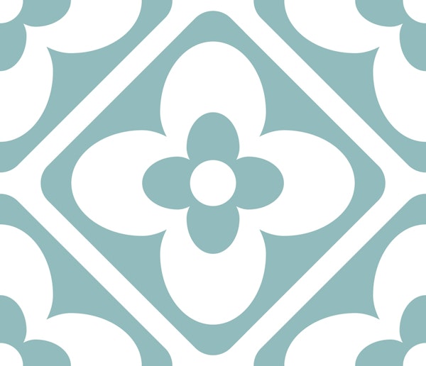 Elegant Geometric Light Blue Floral Tiles