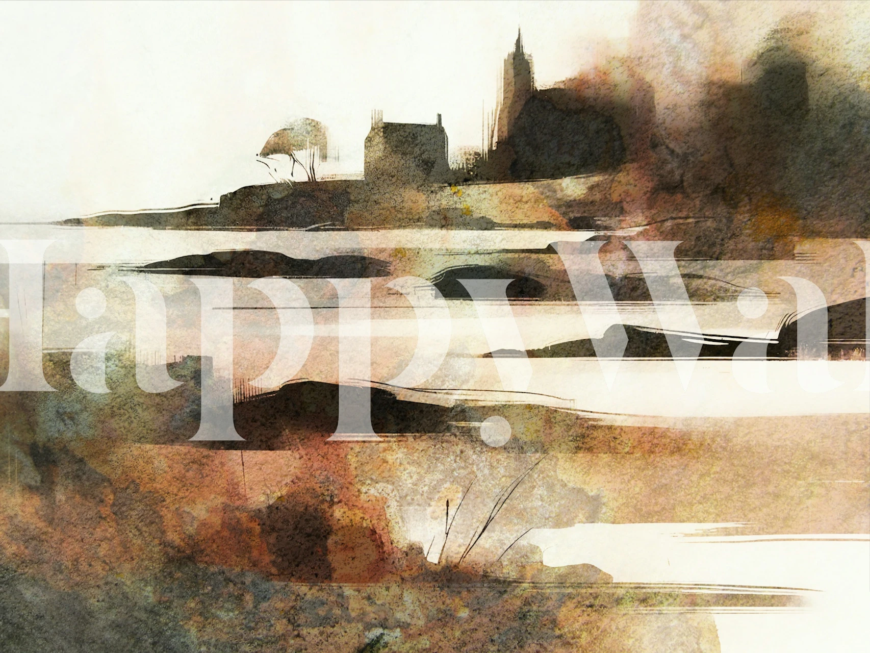 Abstract Coastal Impressions behang in een kamer