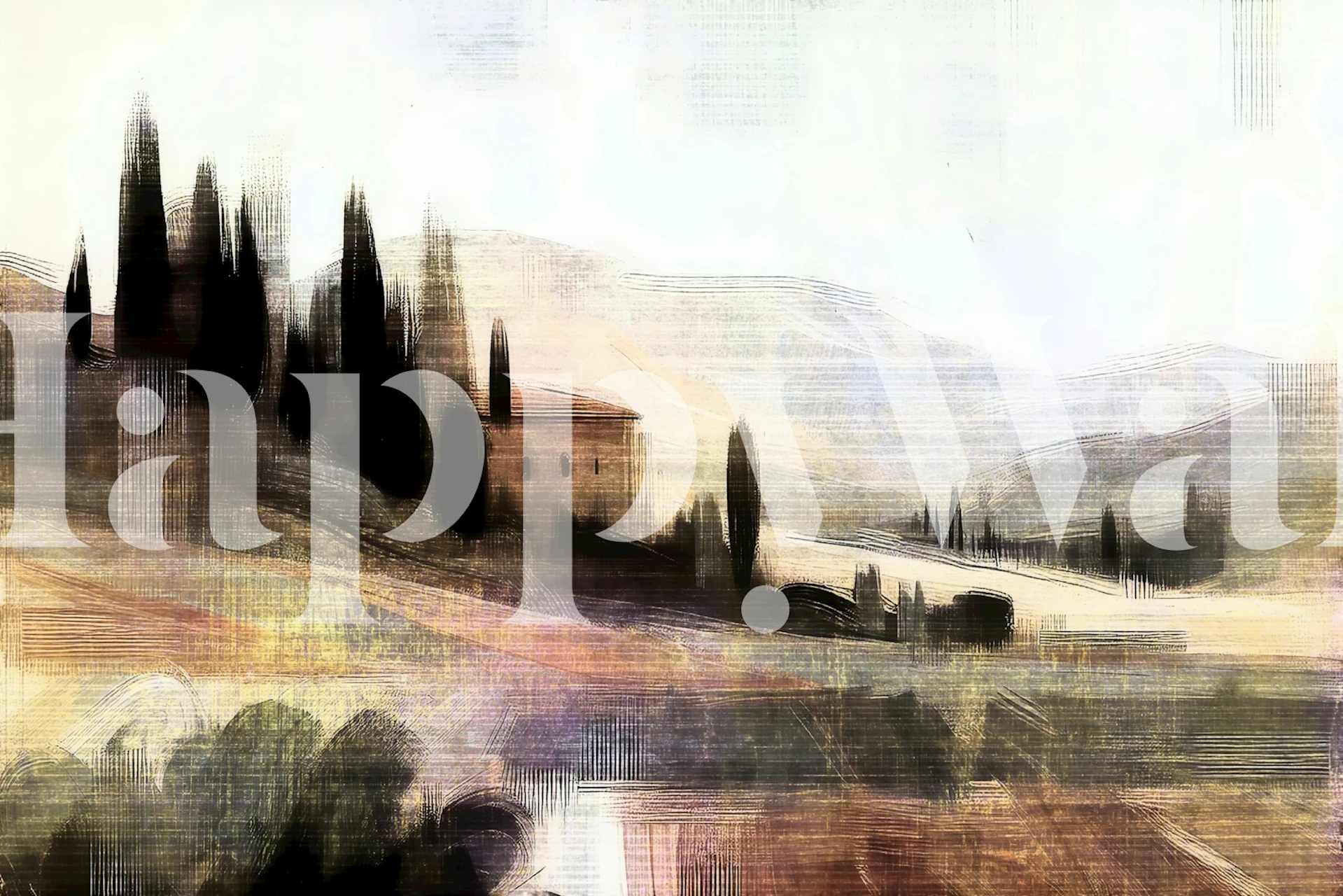 Tuscan hills wallpaper in a cozy room