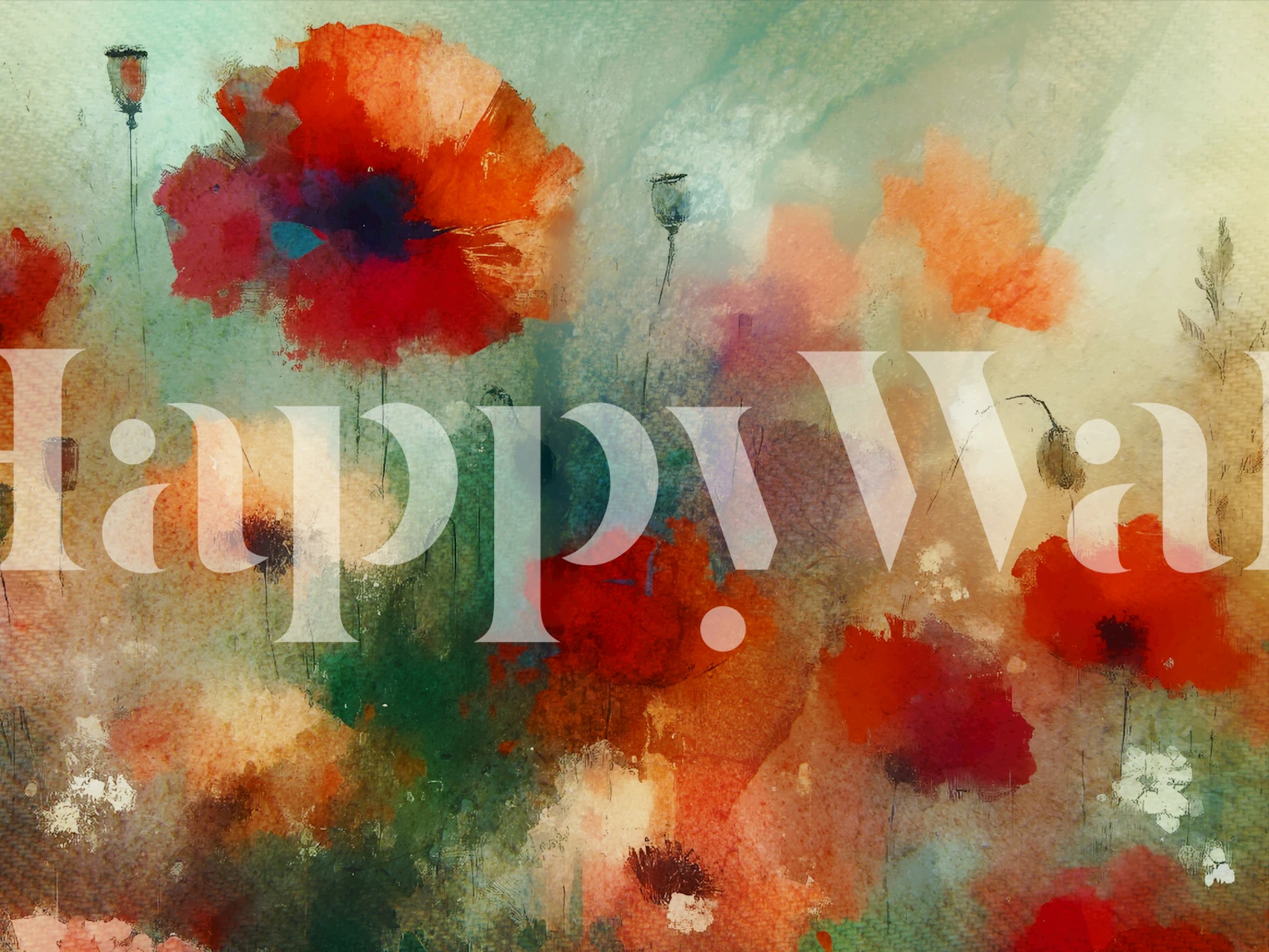 Blooming Poppies Art tapet i et rom