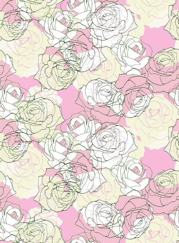 Line art Pastel Roses pattern