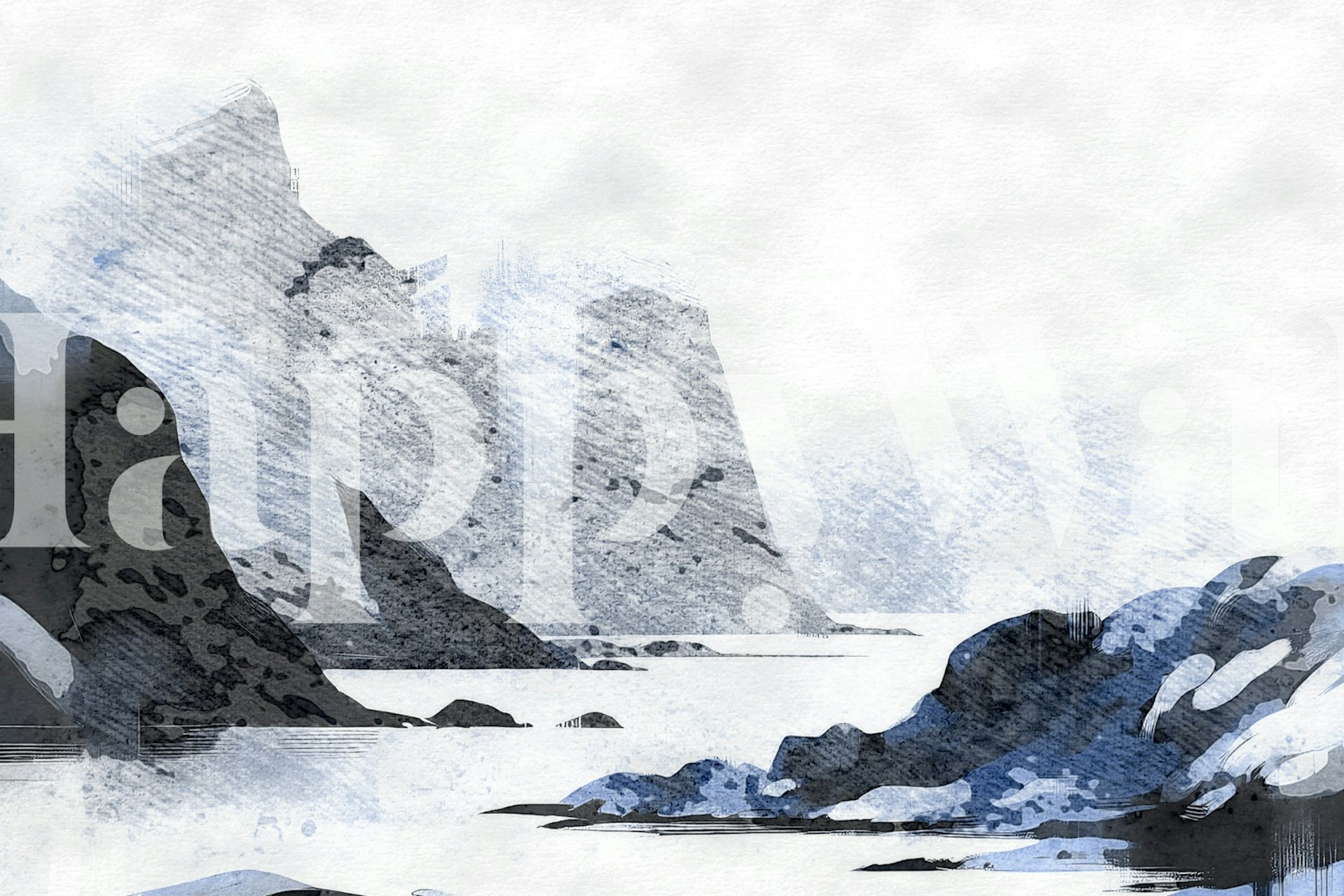 Tapeta Monochrome Mountain Vista v místnosti