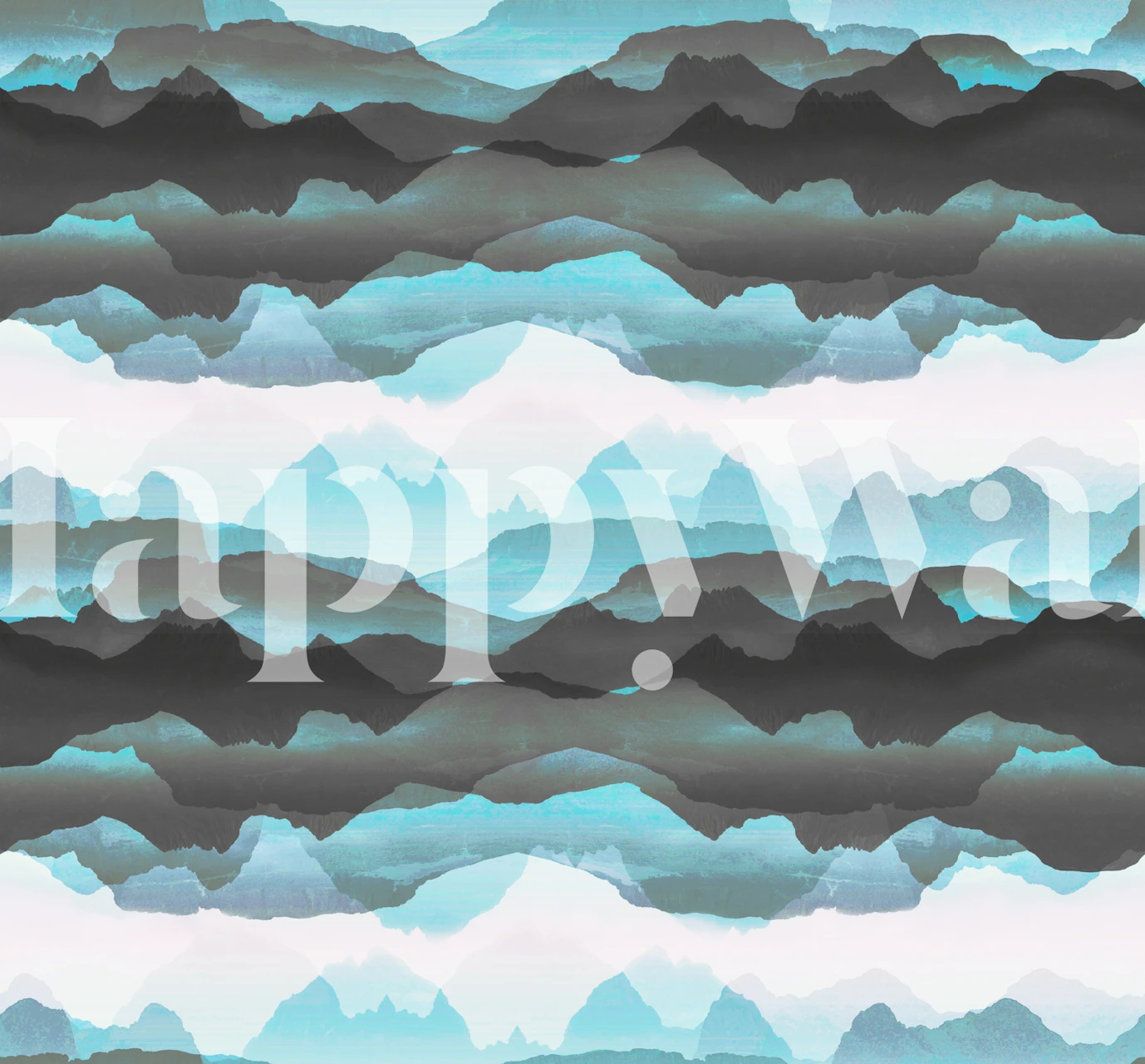 Abstract faded turquoise mountain ranges wall mural