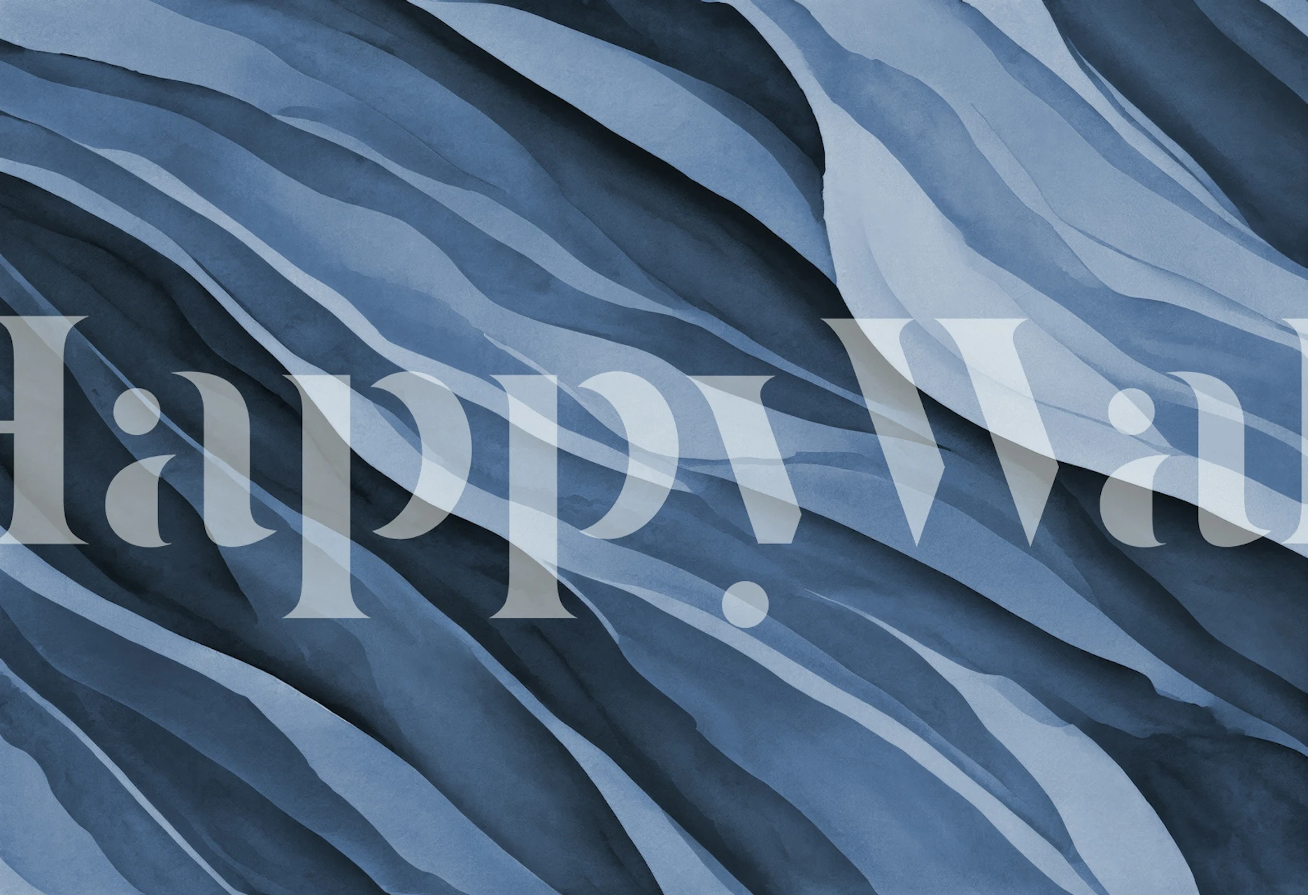 Abstract wave pattern in blue shades; watercolor style wallpaper