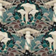 Moody Moonlit Mushroom Damask