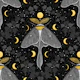 Luna moth, moon phases and ivy damask