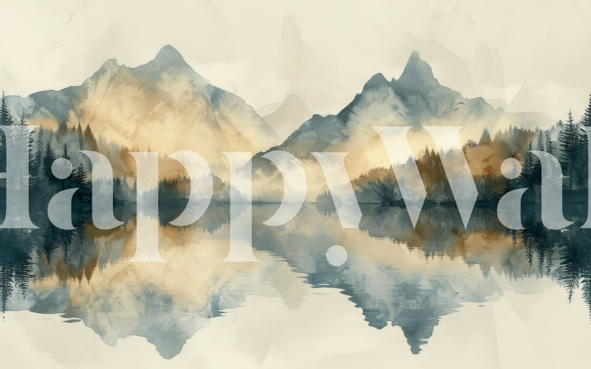 Papel de parede Golden Twilight Calm em um quarto