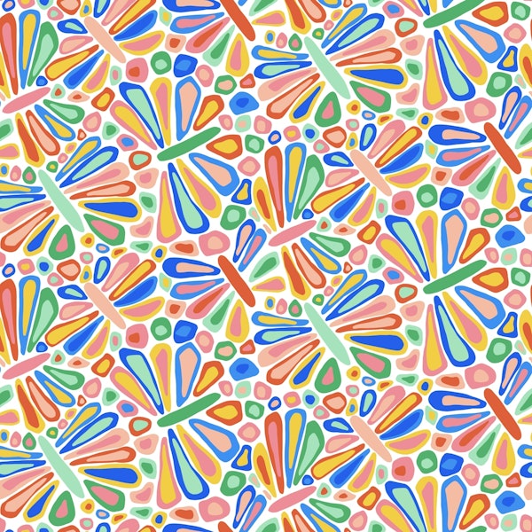 Abstract Mosaic Rainbow Flying Butterflies