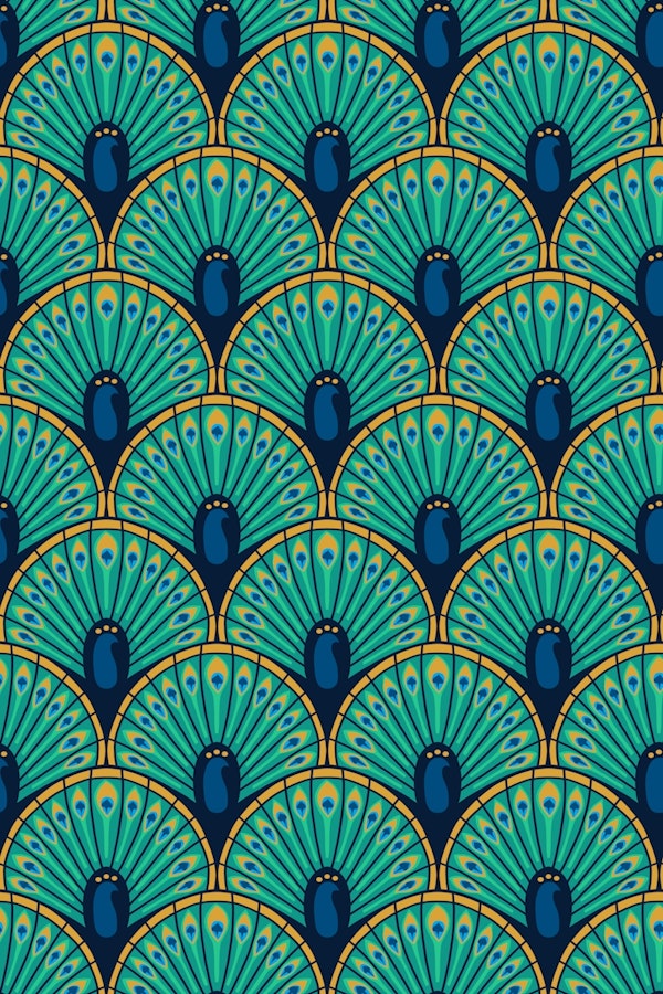 Art Deco Fancy Peacock Scallop Fan