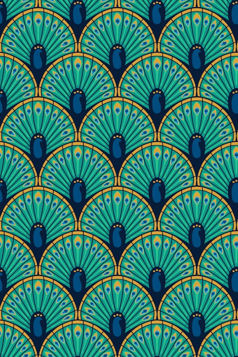 Art Deco Fancy Peacock Scallop Fan