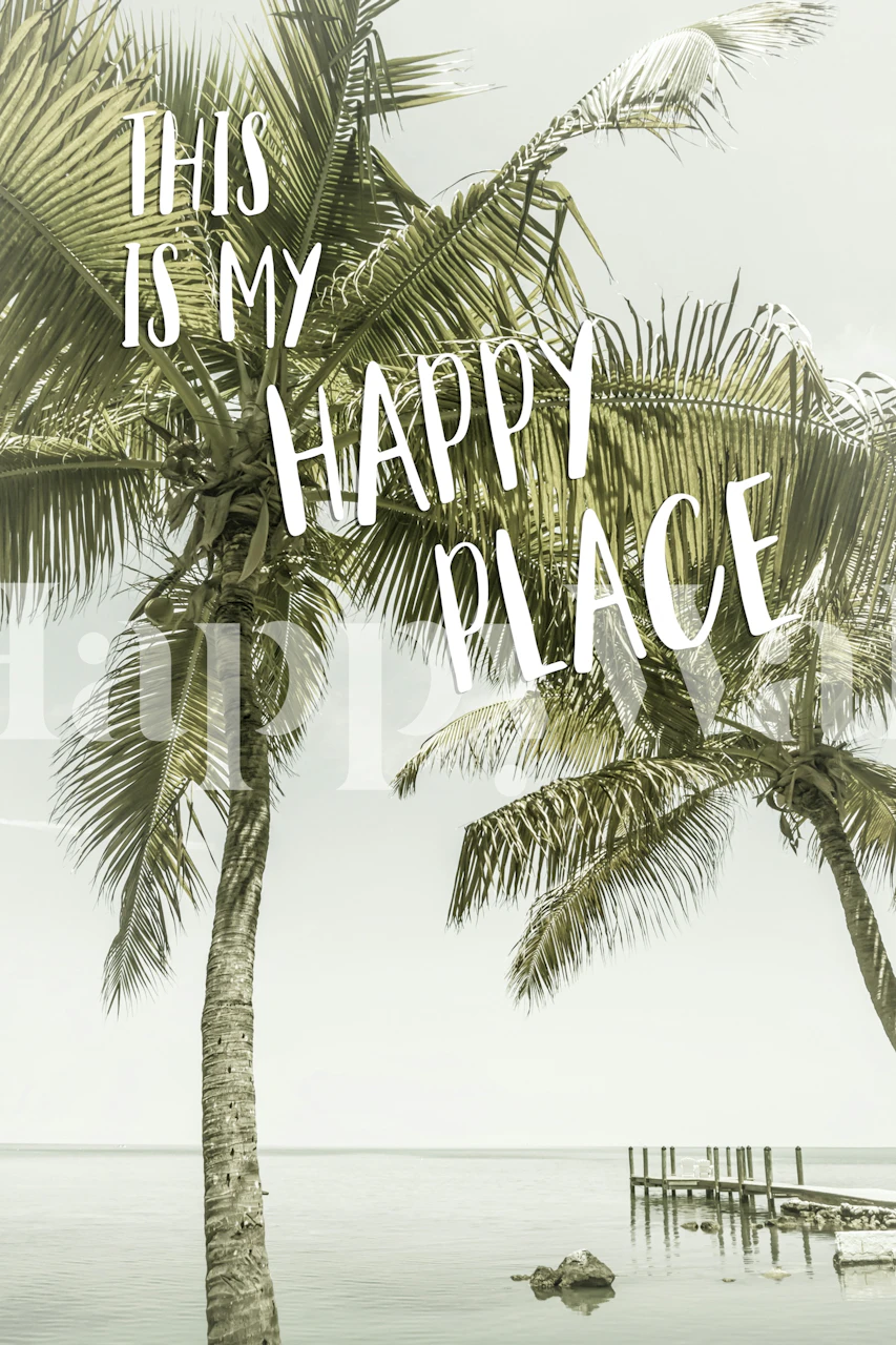 Oceanview-behang met palmbomen