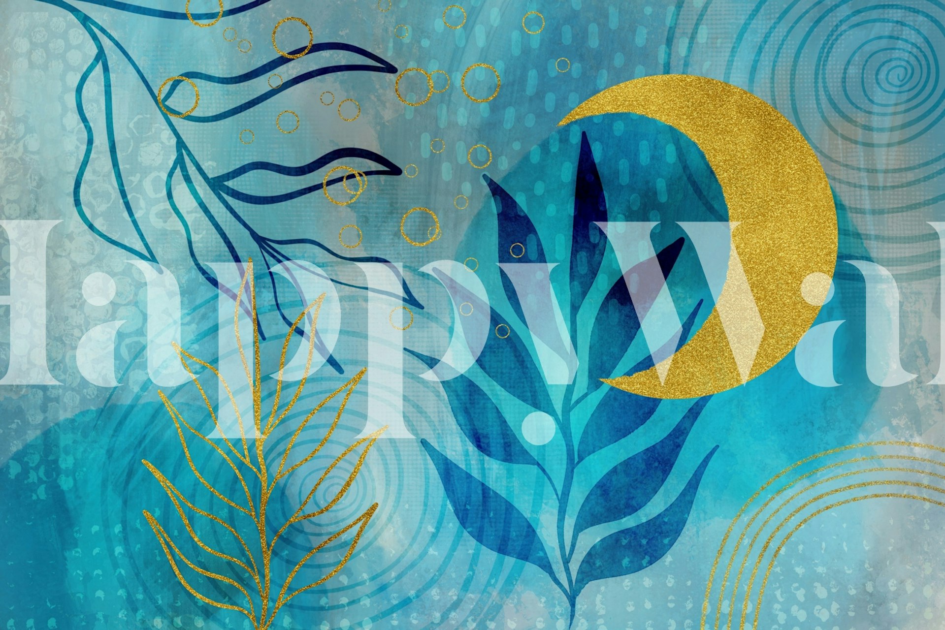 Midnight Garden Crescent Moon wallpaper in a room