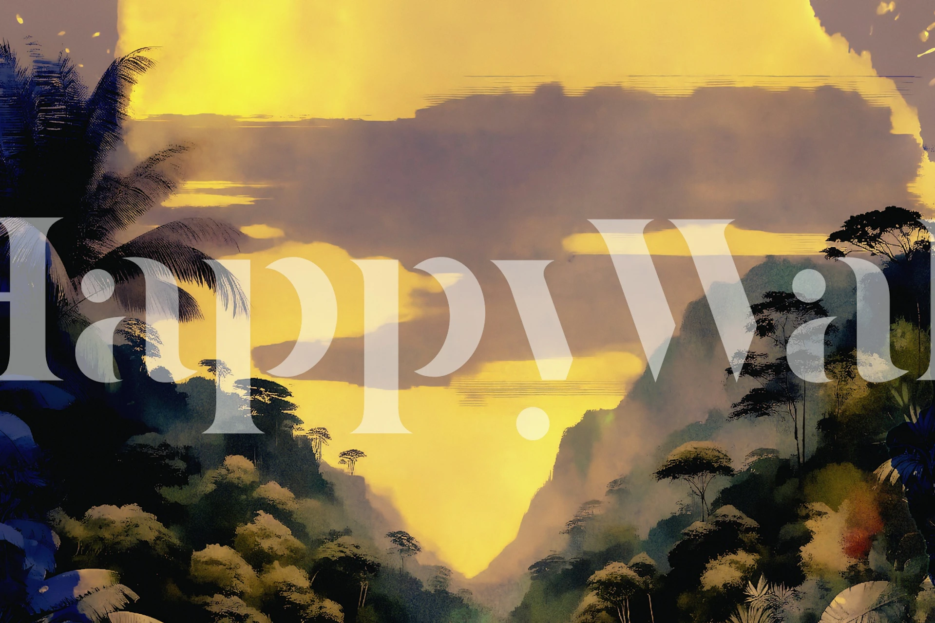 Carta da parati paesaggio Tropical Sunset Escape in una stanza