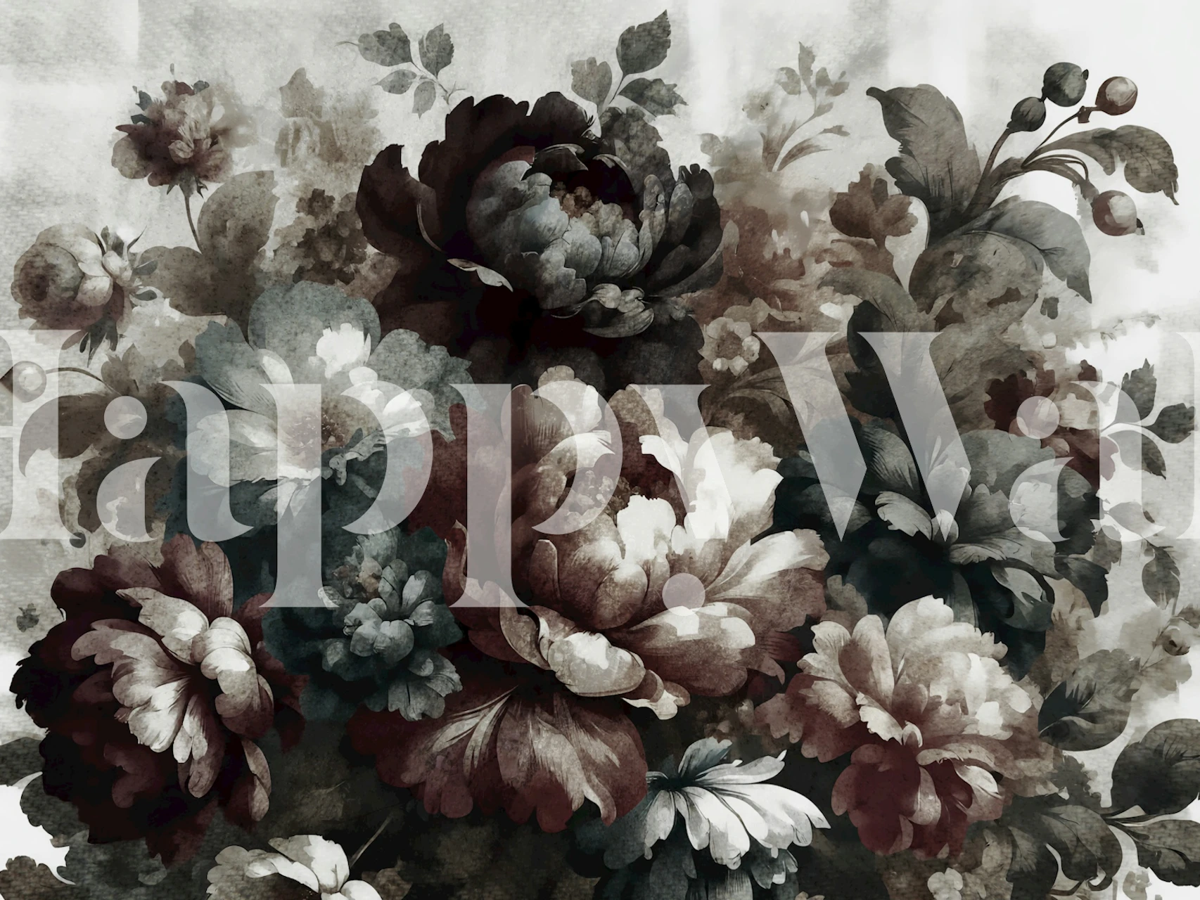 Vintage Floral Bouquet behang in een kamer