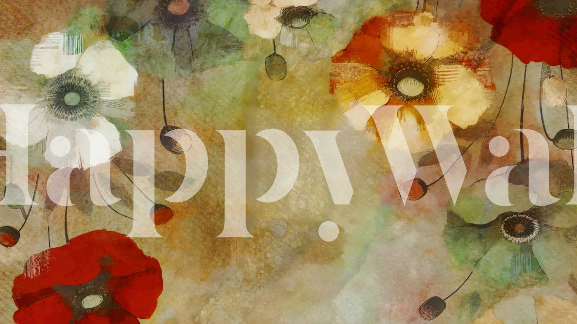 Wallpaper design featuring rustic poppies