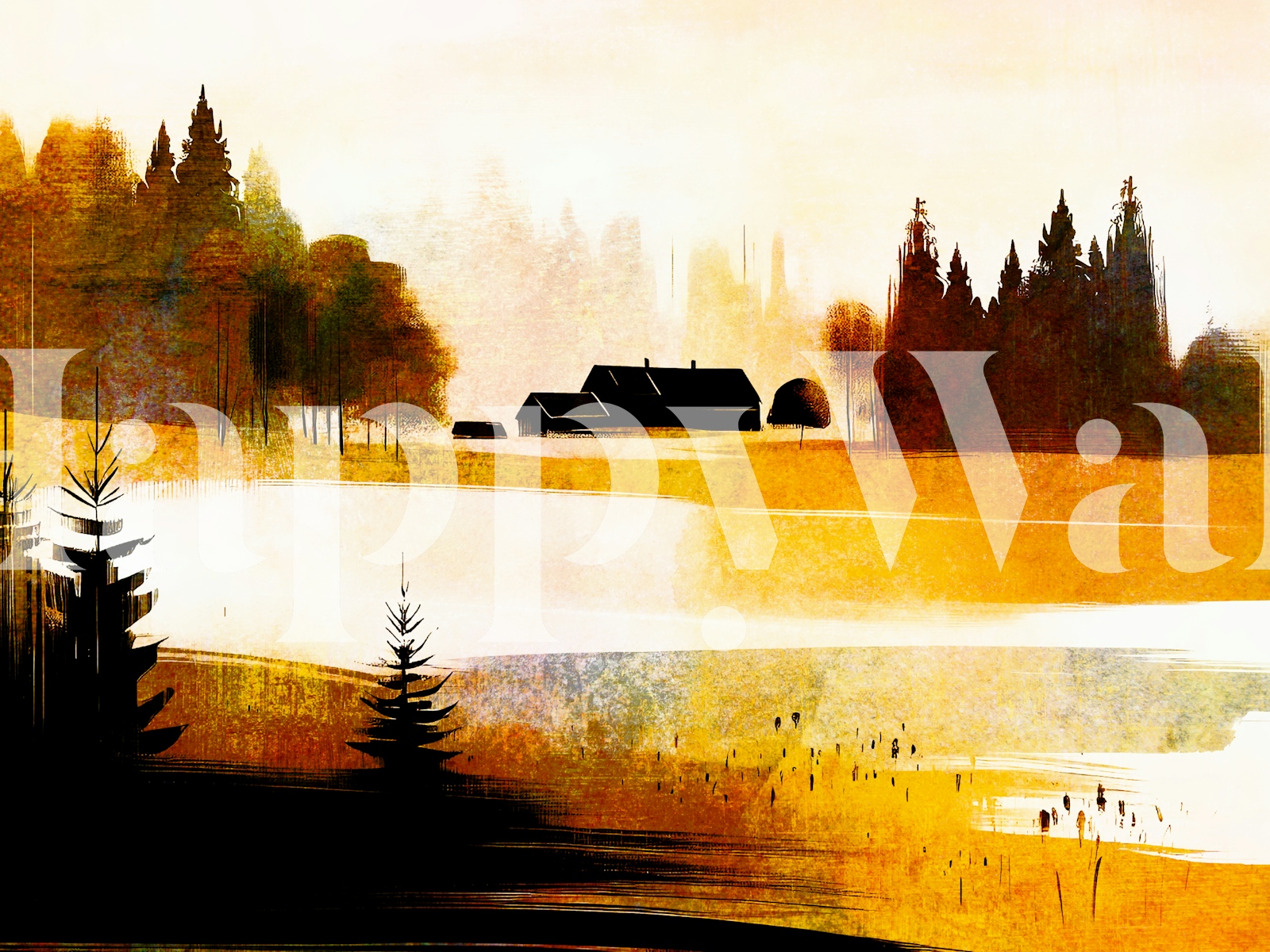 Rustic Countryside Landscape Wallpaper