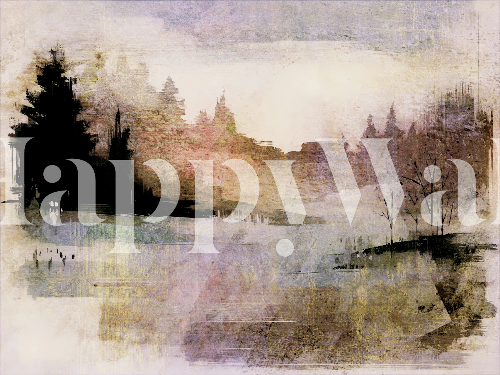 Misty Forest Vista wallpaper design in a room