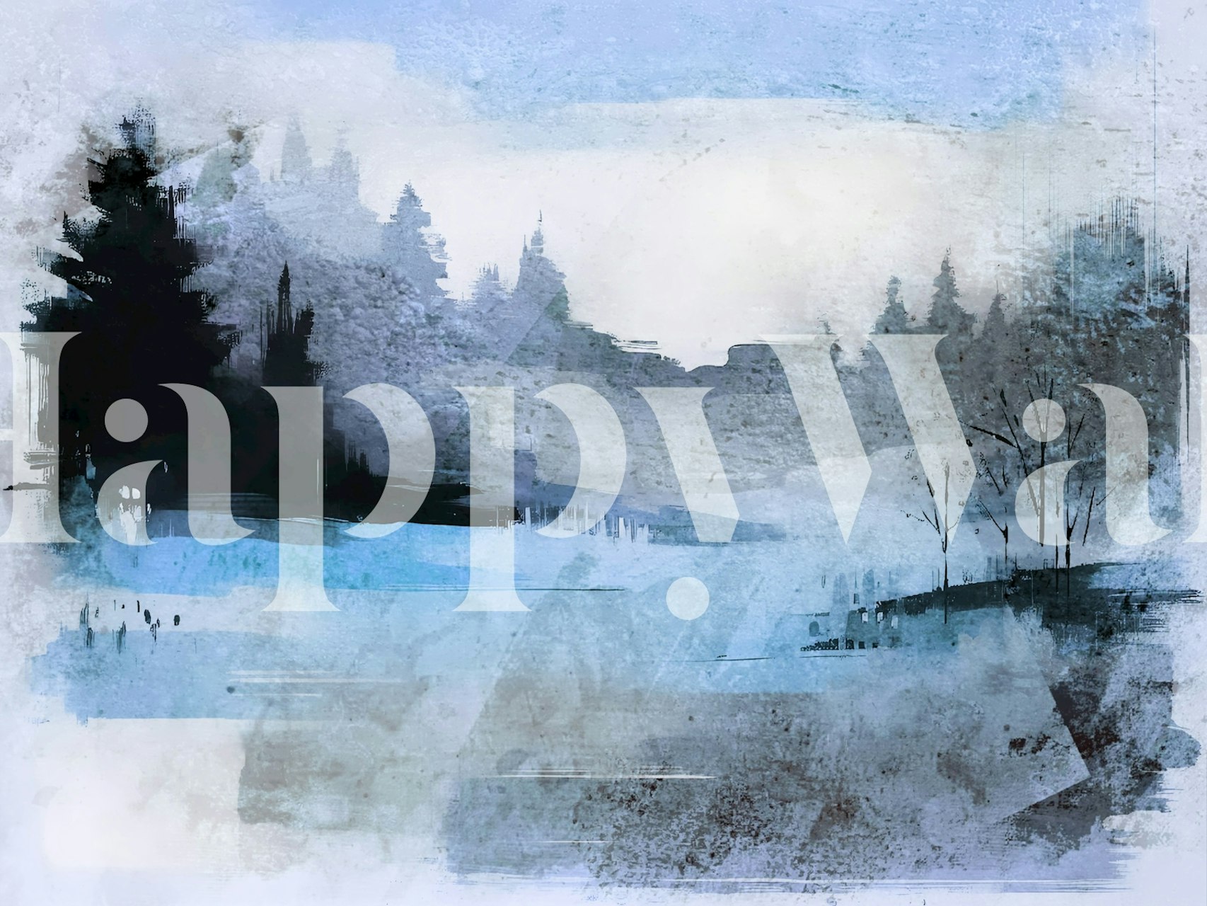 Abstract blue and gray forest landscape wallpaper